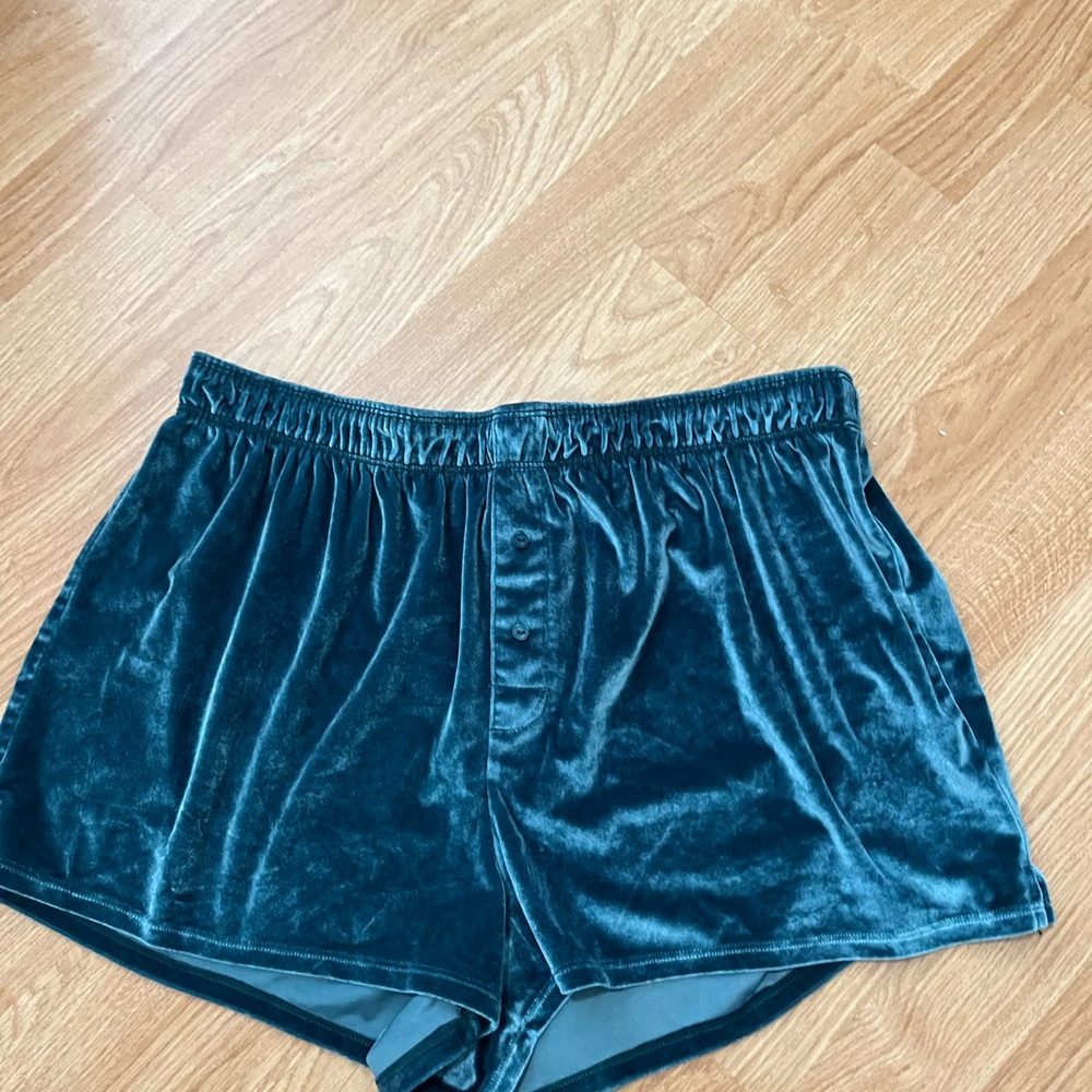 PINK Victoria's Secret Teal Velvet sleep Shorts